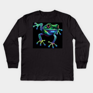 Neon Frog Art Kids Long Sleeve T-Shirt